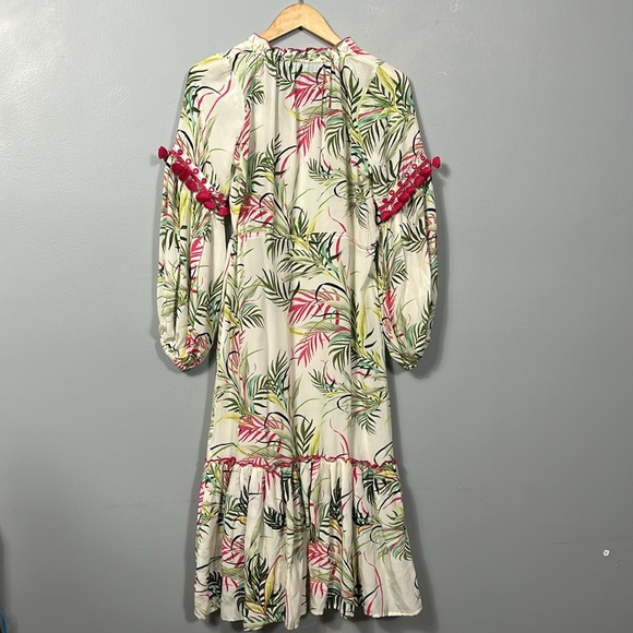 Taj by Sabrina Crippa Silk Embodied  Cream and Green Layered Skirt dress S - Picture 11 of 16